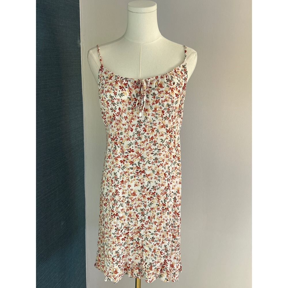 Abercrombie & Fitch Romantic Boho Prairie Floral Ruffle Hem Sun Dress Mini Sz L